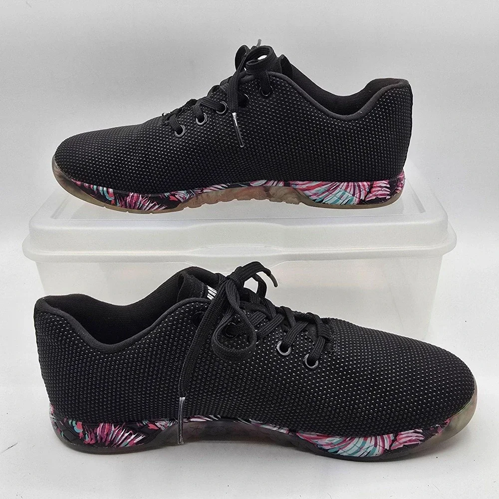 NOBULL Trainer Shoes Mens Size 9 Black Floral Low Top Gym Training Sneakers